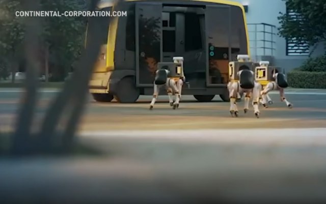 Armija pasa robota dostavlja vam paket iz vozila bez vozača